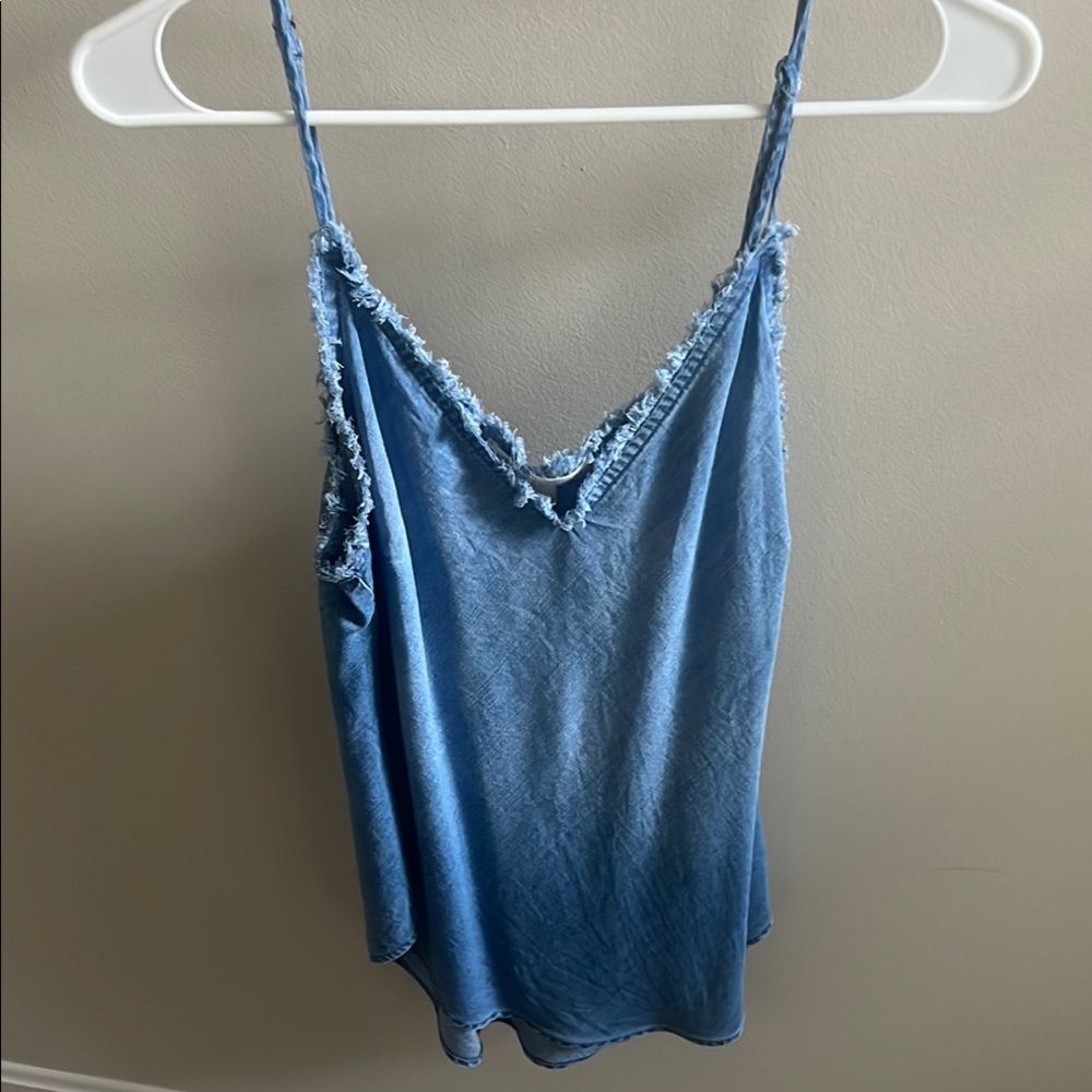 Blue Frayed Edge Women's Top